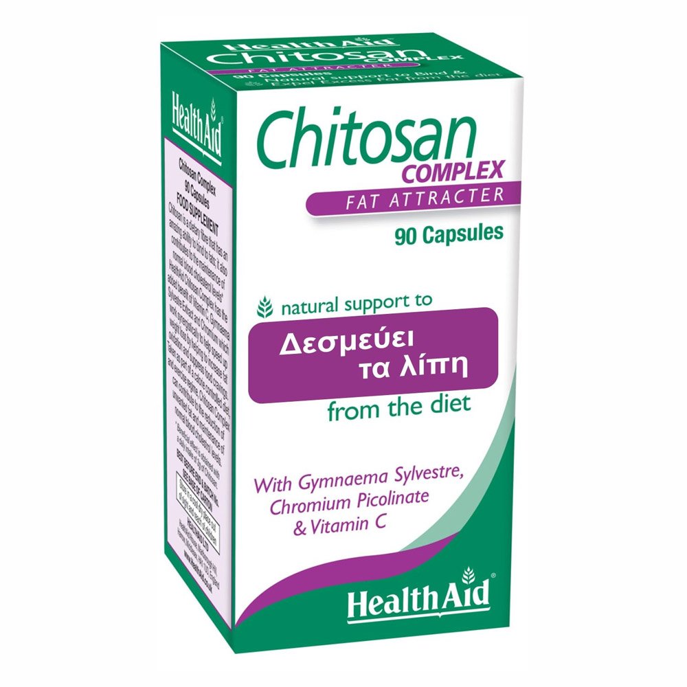 Health Aid Chitosan Συνεργιακή Φόρμουλα Αδυνατίσματος Με Χιτίνη, Gymnaema Sylvestre & Χρώμιο, 90caps