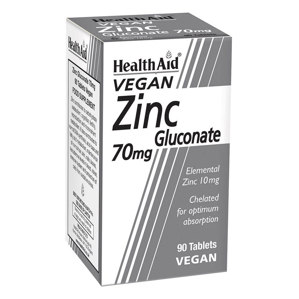 Health Aid Zinc Gluconate 70mg Συμπλήρωμα Διατροφής για την Υγεία του Ανοσοποιητικού, του Δέρματος & του Αναπαραγωγικού Συστήματος, 90tabs