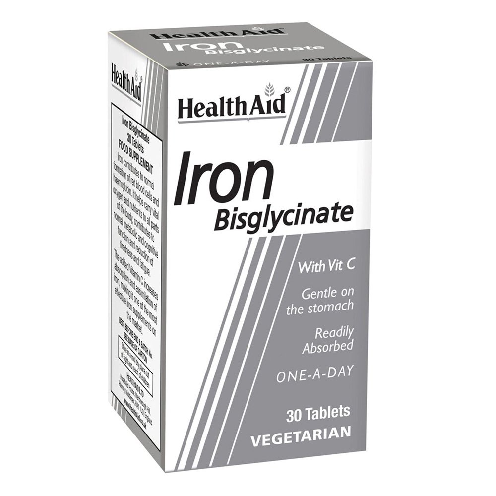 Health Aid Iron Bisglycinate with Vit C Σίδηρος Δισγλυκινικός 30mg με Βιταμίνη C, 30tabs