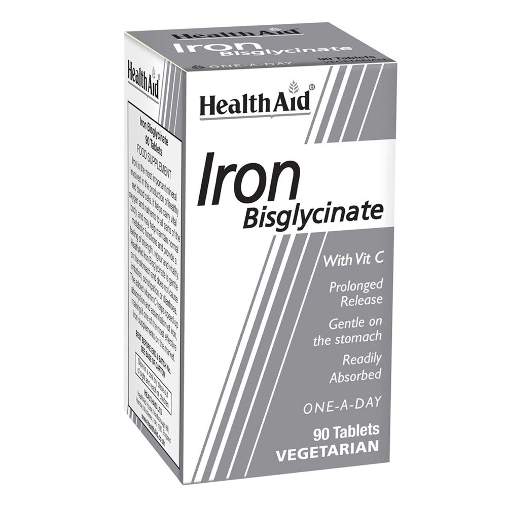 Health Aid Iron Bisglycinate with Vit C Σίδηρος Δισγλυκινικός 30mg με Βιταμίνη C, 90tabs