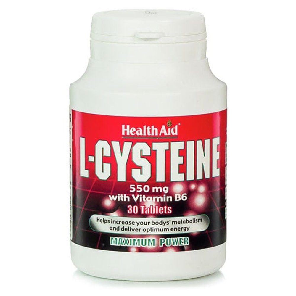 Health Aid L-Cysteine 550mg with Vitamin B6 Συμπλήρωμα Διατροφής Κυστεΐνης Με Βιταμίνη Β6, 30tabs