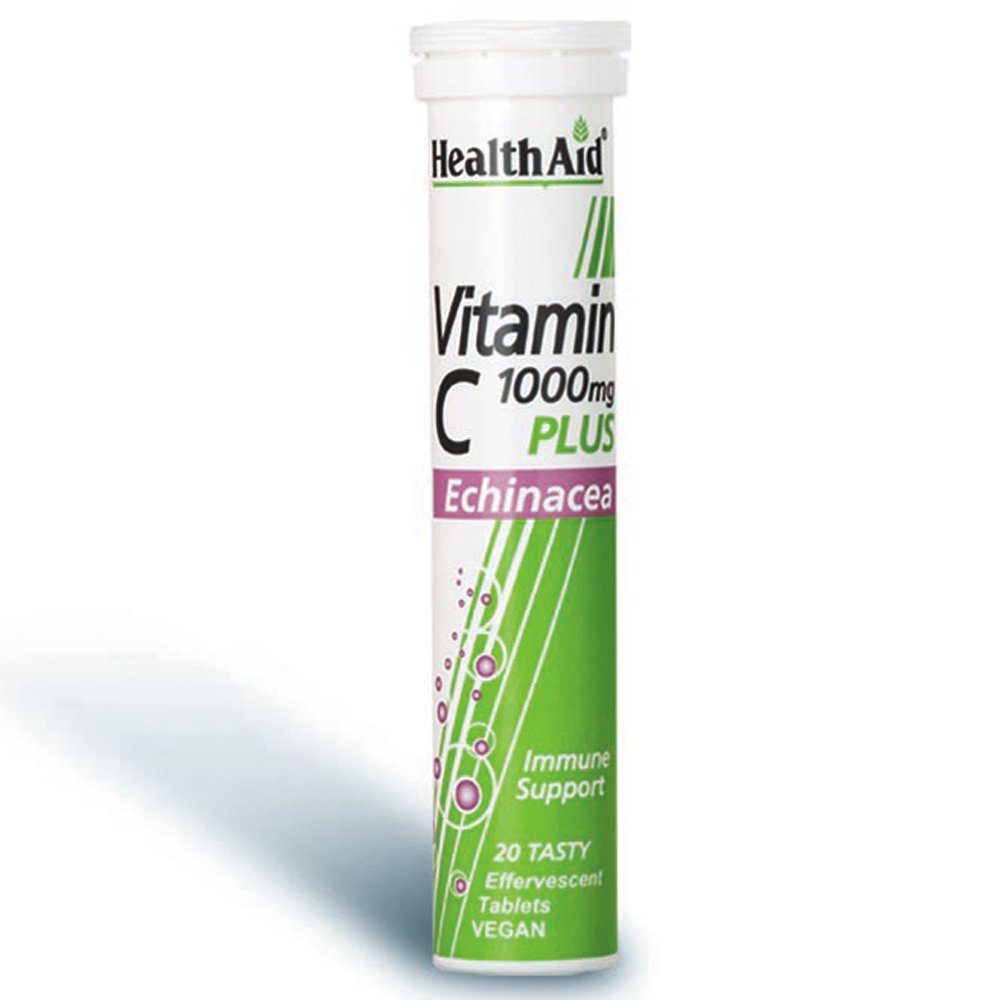 Health Aid Vitamin C 1000mg plus Echinacea Συμπλήρωμα Βιταμίνης C με Εχινάκεια για Δυνατό Ανοσοποιητικό - Γεύση Λεμόνι, 20eff.tabs