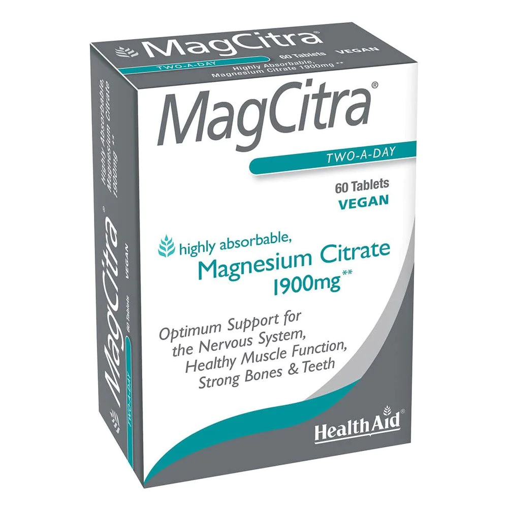 Health Aid MagCitra Magnesium Citrate 1900mg Κιτρικό Μαγνήσιο Υψηλής Ποιότητας, 60tabs