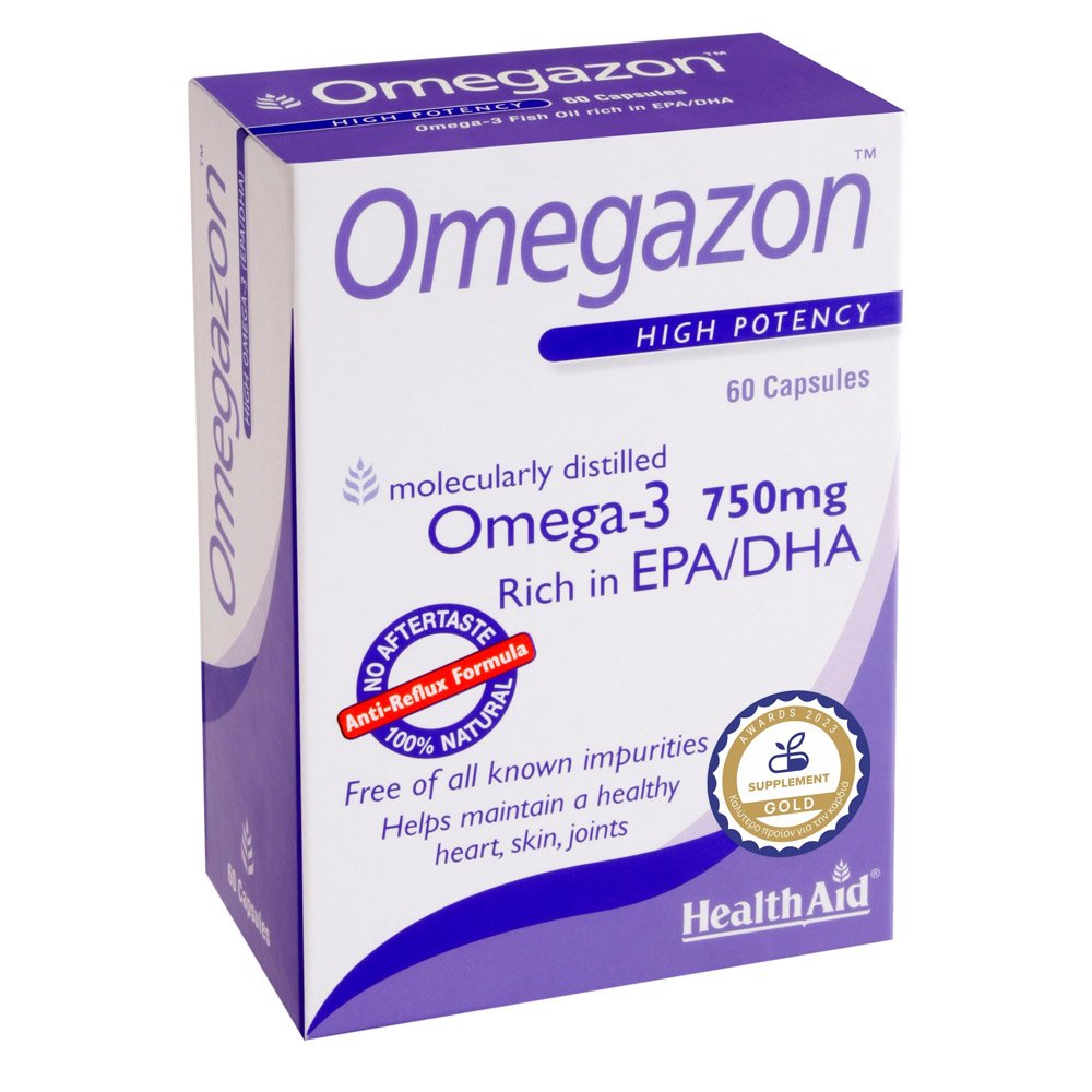 Health Aid Omegazon 750mg Συμπλήρωμα Διατροφής Ιχθυελαίου Διπλής Μοριακής Απόσταξης, 60caps