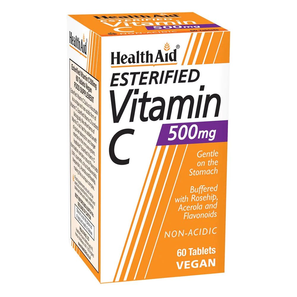 Health Aid Esterified Vitamin C 500mg Συμπλήρωμα Διατροφής Εστέρας βιταμίνης C με Αγριοτριανταφυλλιά, Ασερόλα & Βιοφλαβονοειδή, 60tabs