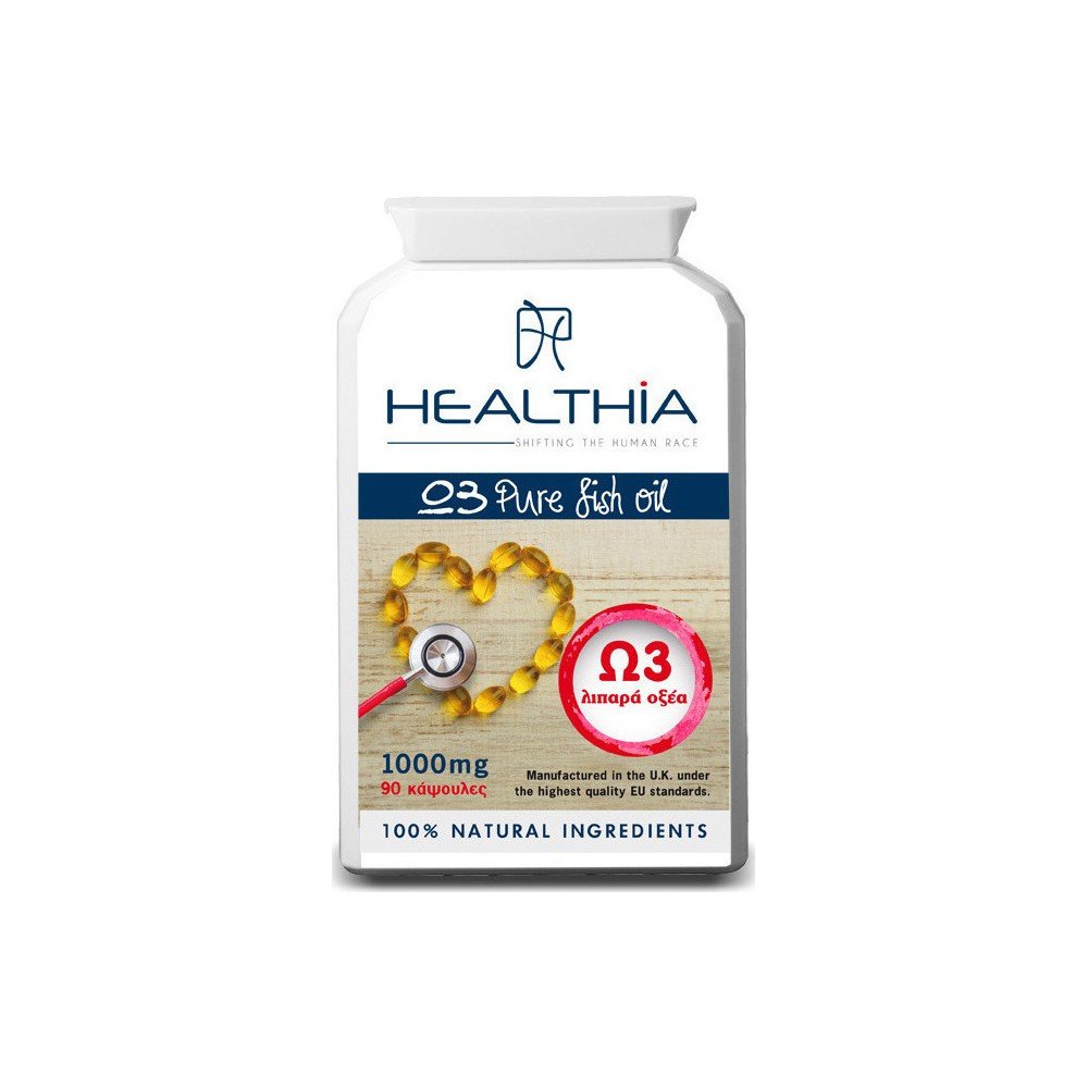Healthia Pure Fish Oil Ω3 Λιπαρά Οξέα 1000mg, 90 κάψουλες Healthia Pure Fish Oil Ω3 Λιπαρά Οξέα 1000mg, 90 κάψουλες