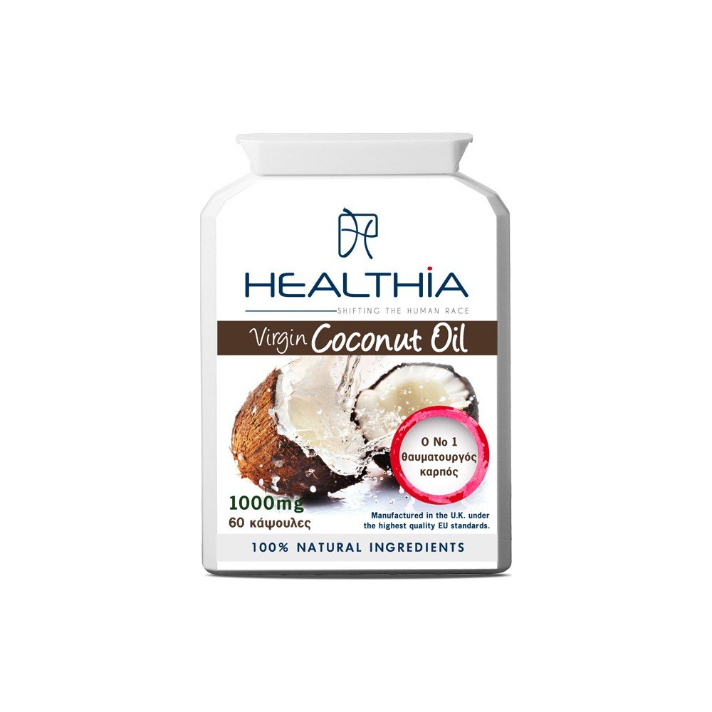 Healthia Virgin Coconut Oil 1000mg Συμπλήρωμα Διατροφής με Έλαιο Καρύδας, 60 caps