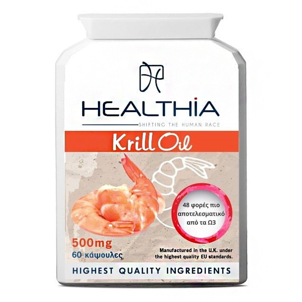 Healthia Krill Oil 500mg Συμπλήρωμα Διατροφής για την Χοληστερίνη, 60 caps