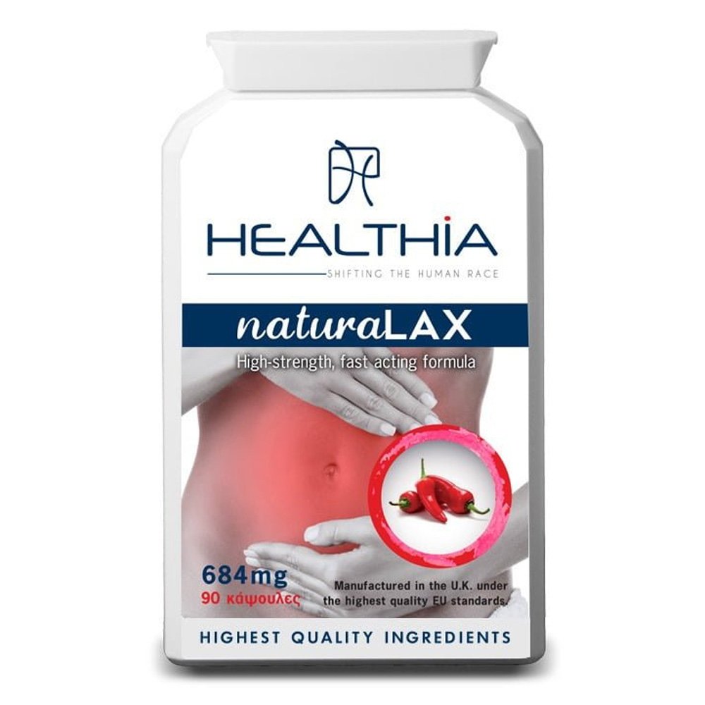 Healthia Natura Lax Συμπλήρωμα Διατροφής για Χρόνια Δυσκοιλιότητα και Τεμπέλικο Έντερο 684mg, 90 caps