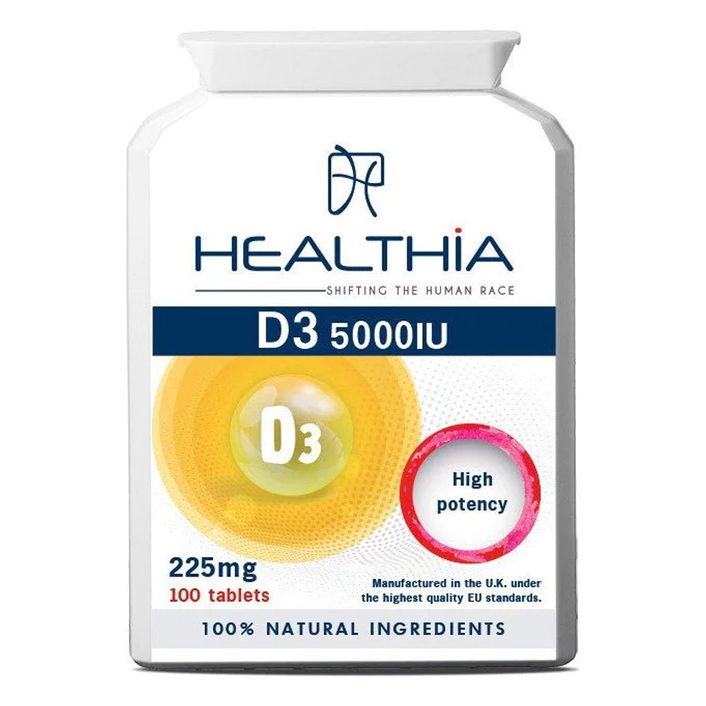 Healthia D3 Vitamin 5000IU 225mg Συμπλήρωμα Διατροφής για Αύξηση Βιταμίνης D, 100 softgels