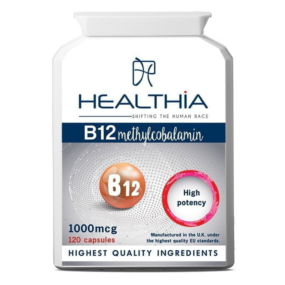 Healthia Βιταμίνη B12 1000mcg Συμπλήρωμα Διατροφής με Βιταμίνη Β12 για το Νευρικό Σύστημα, 120 caps