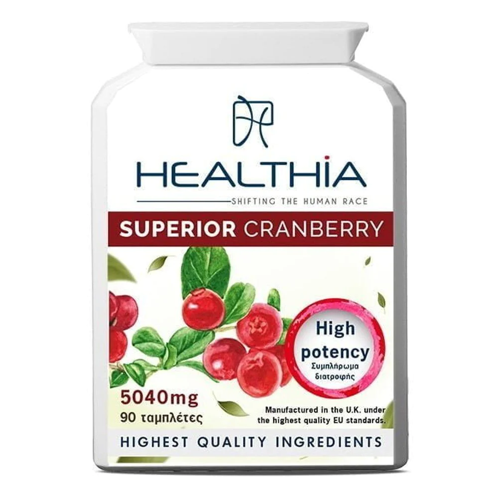 Healthia Superior Cranberry Συμπλήρωμα Διατροφής με Εκχύλισμα Cranberry 5040mg, 90 tablets Healthia Superior Cranberry Συμπλήρωμα Διατροφής με Εκχύλισμα Cranberry 5040mg, 90 tablets