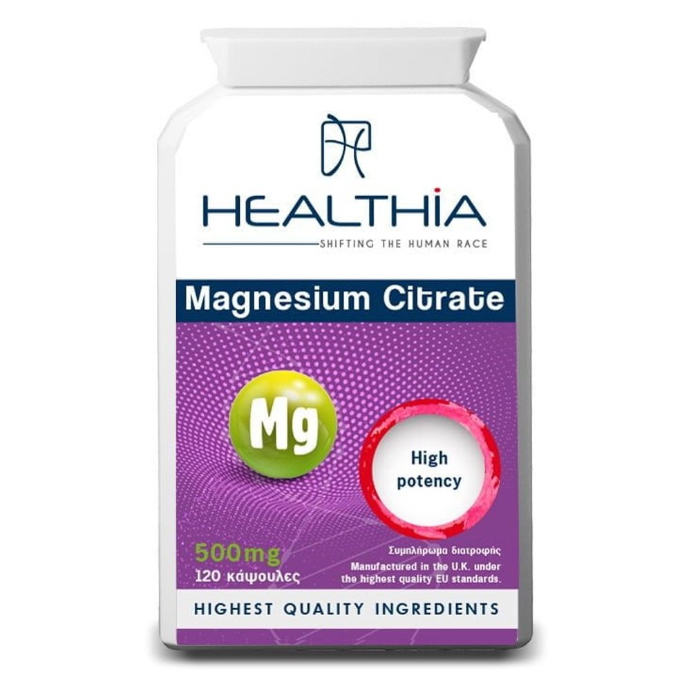 Healthia Magnesium Citrate 500mg Συμπλήρωμα Διατροφής με Κιτρικό Μαγνήσιο, 120 caps