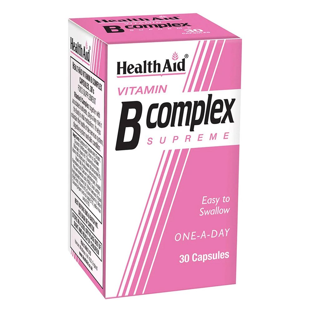 Health Aid B Complex Supreme Συμπλήρωμα Διατροφής με Σύμπλεγμα Βιταμινών Β για Υγιές Νευρικό Σύστημα, 30caps
