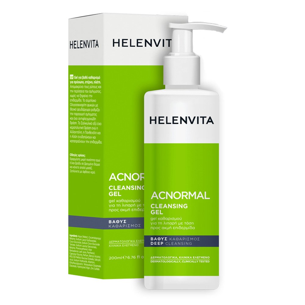 Helenvita Acnormal Cleansing Gel Απαλό Αφρίζον Καθαριστικό για Λιπαρή με τάση προς Ακμή Επιδερμίδα, 200ml