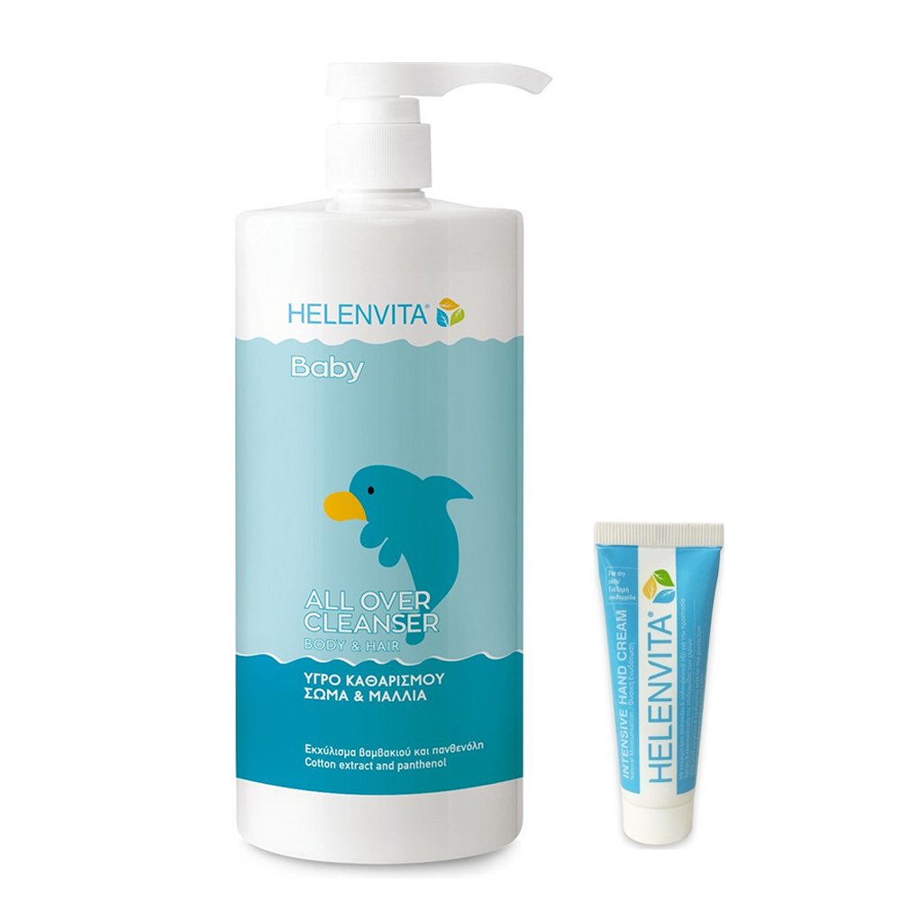 Helenvita Baby Promo All Over Cleanser Βρεφικό Υγρό Καθαρισμού για Σώμα & Μαλλιά, 1000ml & Δώρο Helenvita Κρέμα Χεριών Intensive, 25ml
