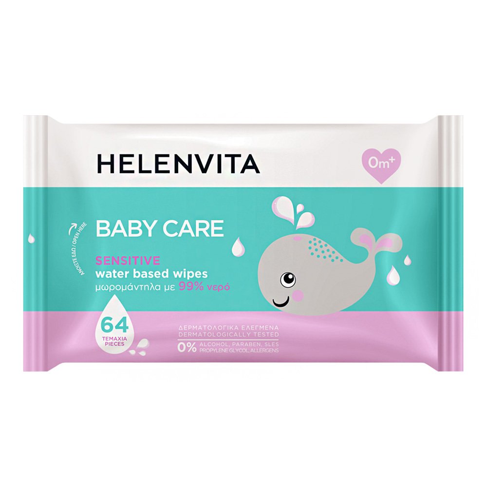 Helenvita Baby Sensitive Μωρομάντηλα με 99% Νερό, 64τμχ