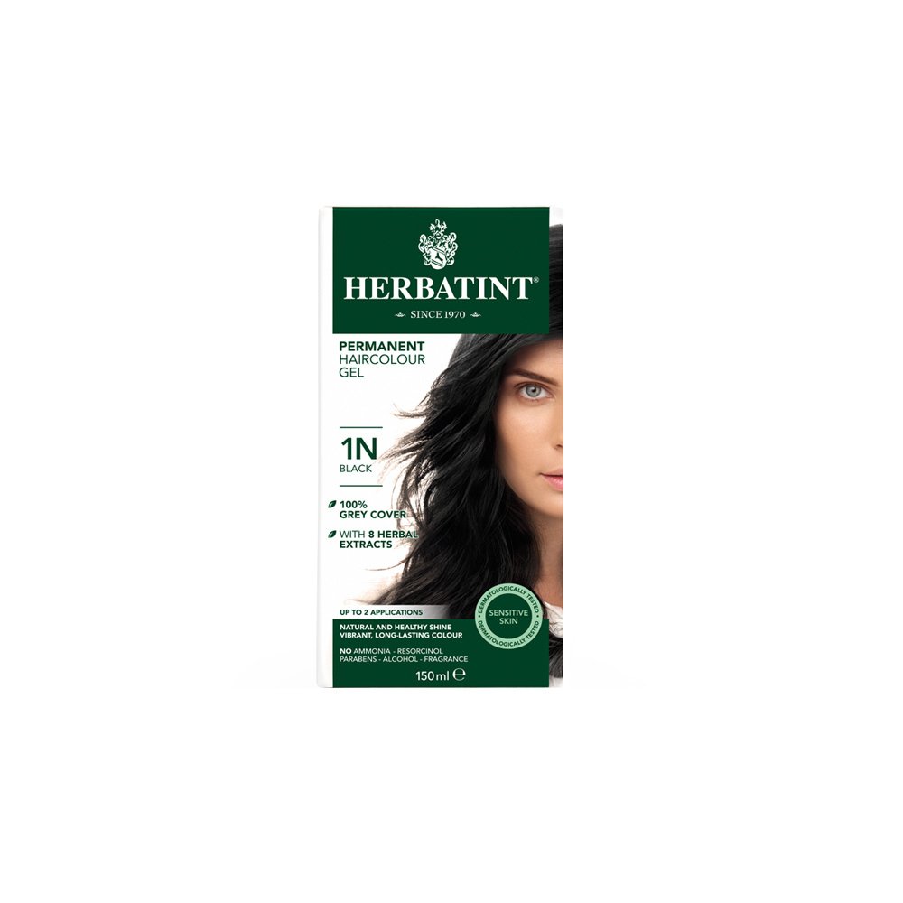 Herbatint Φυτική Βαφή Μαλλιών Permanent Haircolor Gel 1N Φυσικό Μαύρο, 150ml