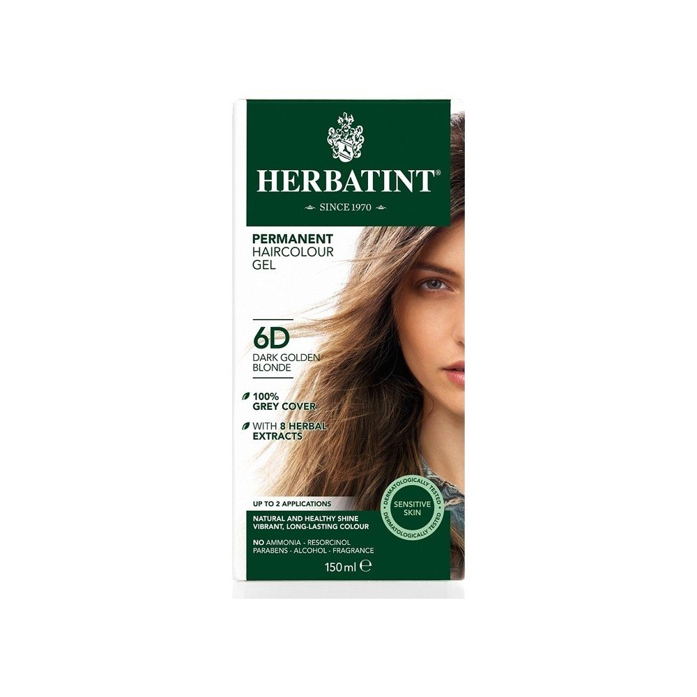 Herbatint Φυτική Βαφή Μαλλιών 6D, Ξανθό Ανοικτό Χρυσαφί, Dark Golden Blonde, 150ml
