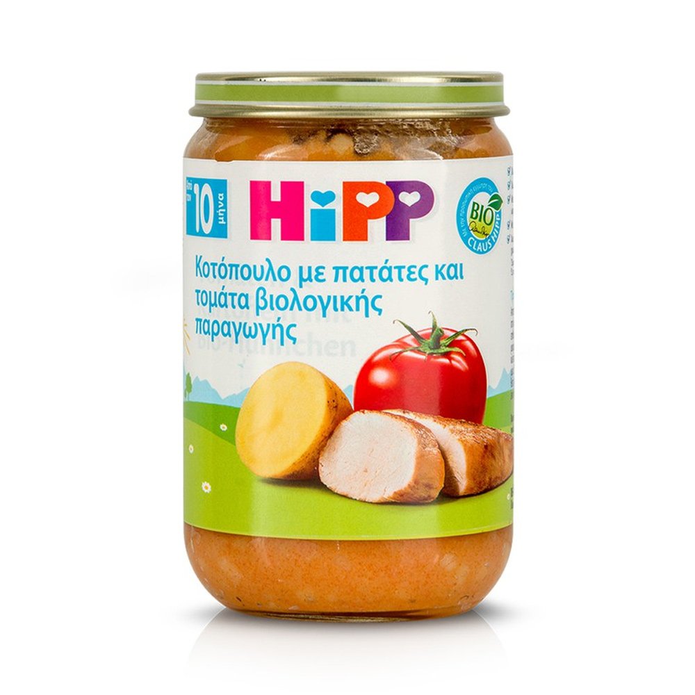HiPP Βρεφικό Γεύμα Κοτόπουλο με Πατάτες & Ντομάτα Βιολογικής Παραγωγής από τον 10ο Μήνα, 220gr