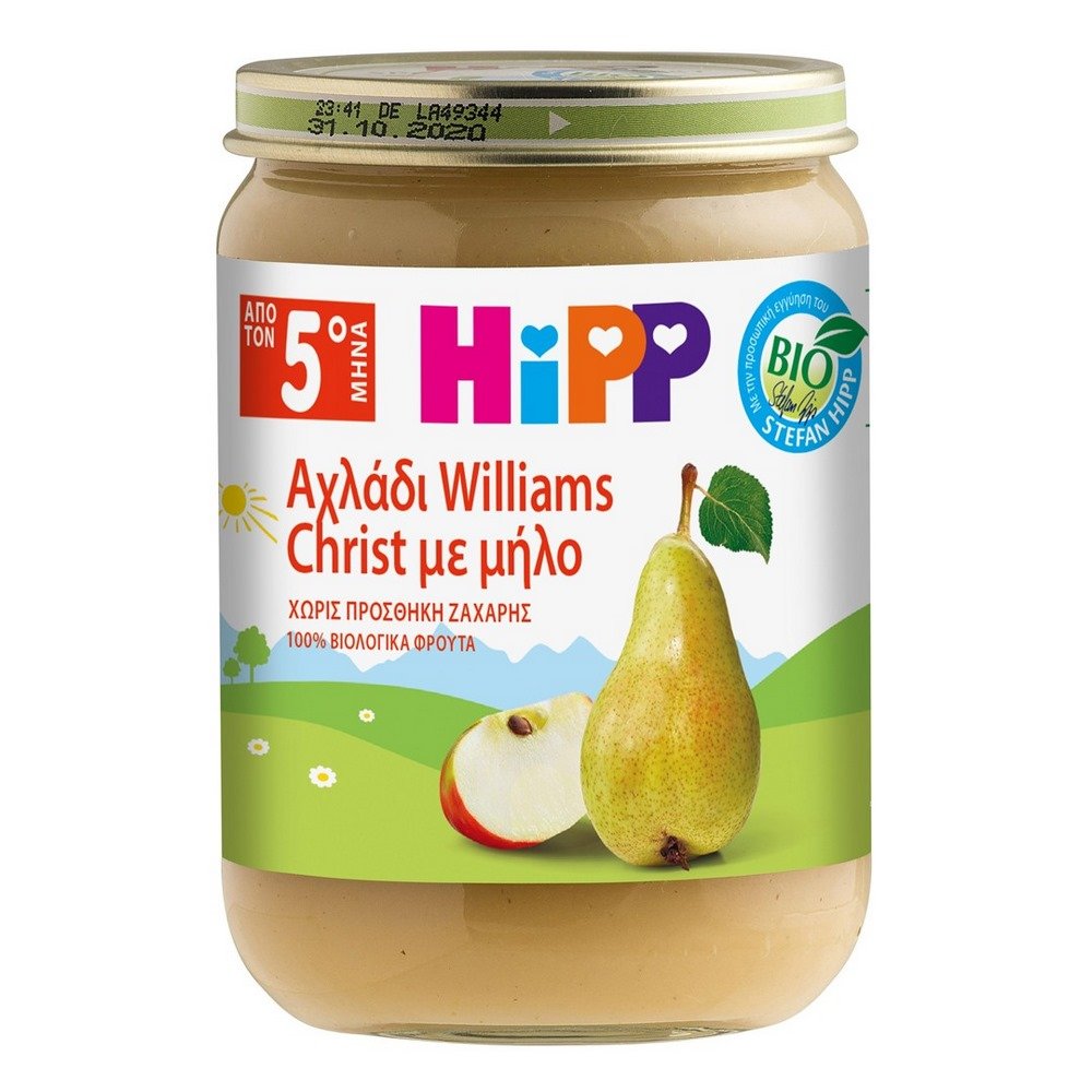 Hipp Βρεφική Φρουτόκρεμα με Αχλάδι Williams Christ & Μήλο 4+, 190gr