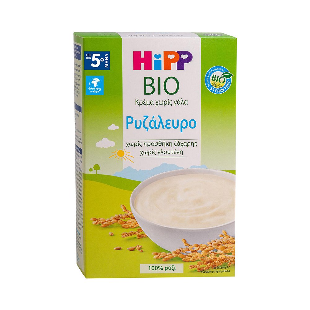 Hipp Κρέμα Ρυζάλευρο Χωρίς Γάλα Μετά Τον 5ο Μήνα, 200gr