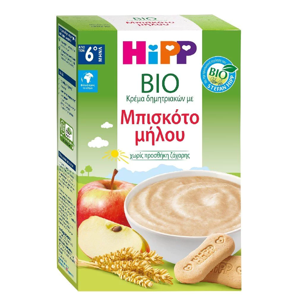 Hipp Βρεφική Κρέμα Μπισκότο Μήλο 6m+, 250gr Hipp Βρεφική Κρέμα Μπισκότο Μήλο 6m+, 250gr