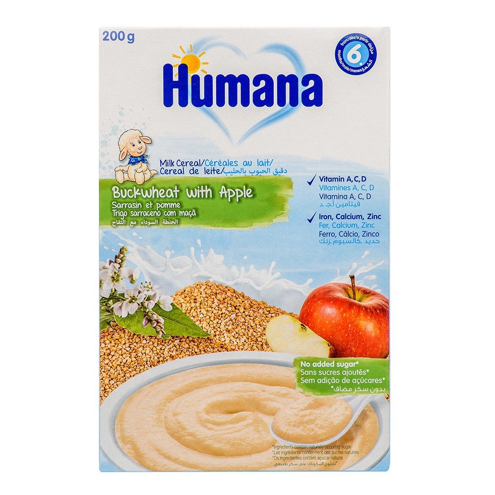Humana Βρεφική Κρέμα Κρέμα Δημητριακών με Φαγόπυρο και Μήλο Χωρίς Γλουτένη απο τον 6ο Μήνα, 200g