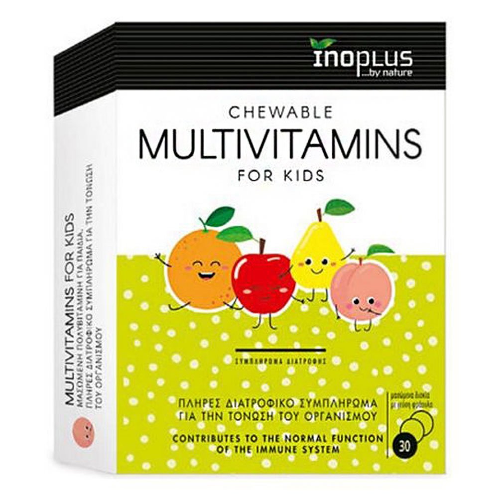 Inoplus  Παιδική Πολυβιταμίνη με Γεύση Φράουλα, 30 μασώμενες ταμπλέτες