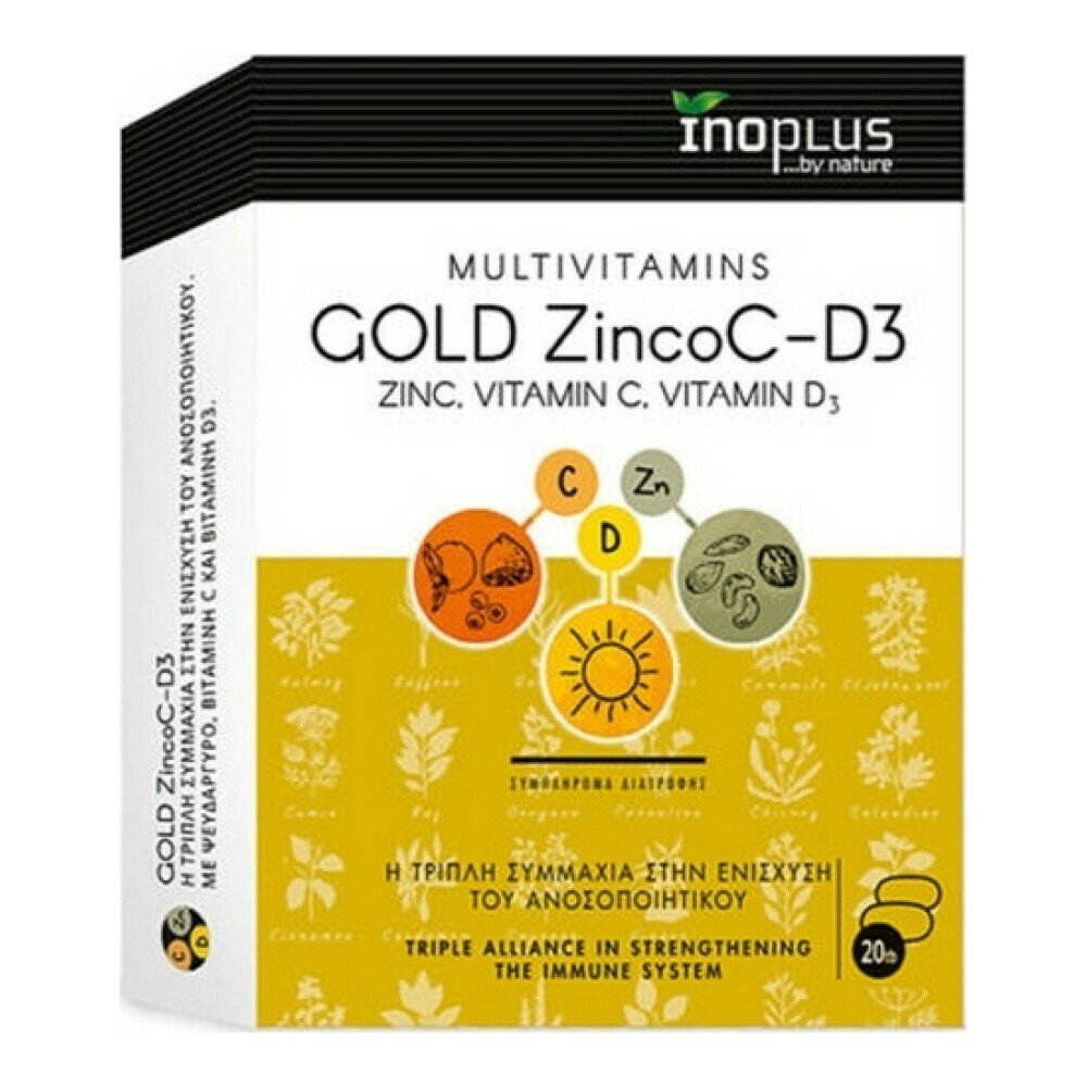 InoPlus InoPlus Gold ZincoC-D3 Ψευδάργυρος Βιταμίνη C & Βιταμίνη D3 Για Ενίσχυση Του Ανοσοποιητικού, 20δισκία