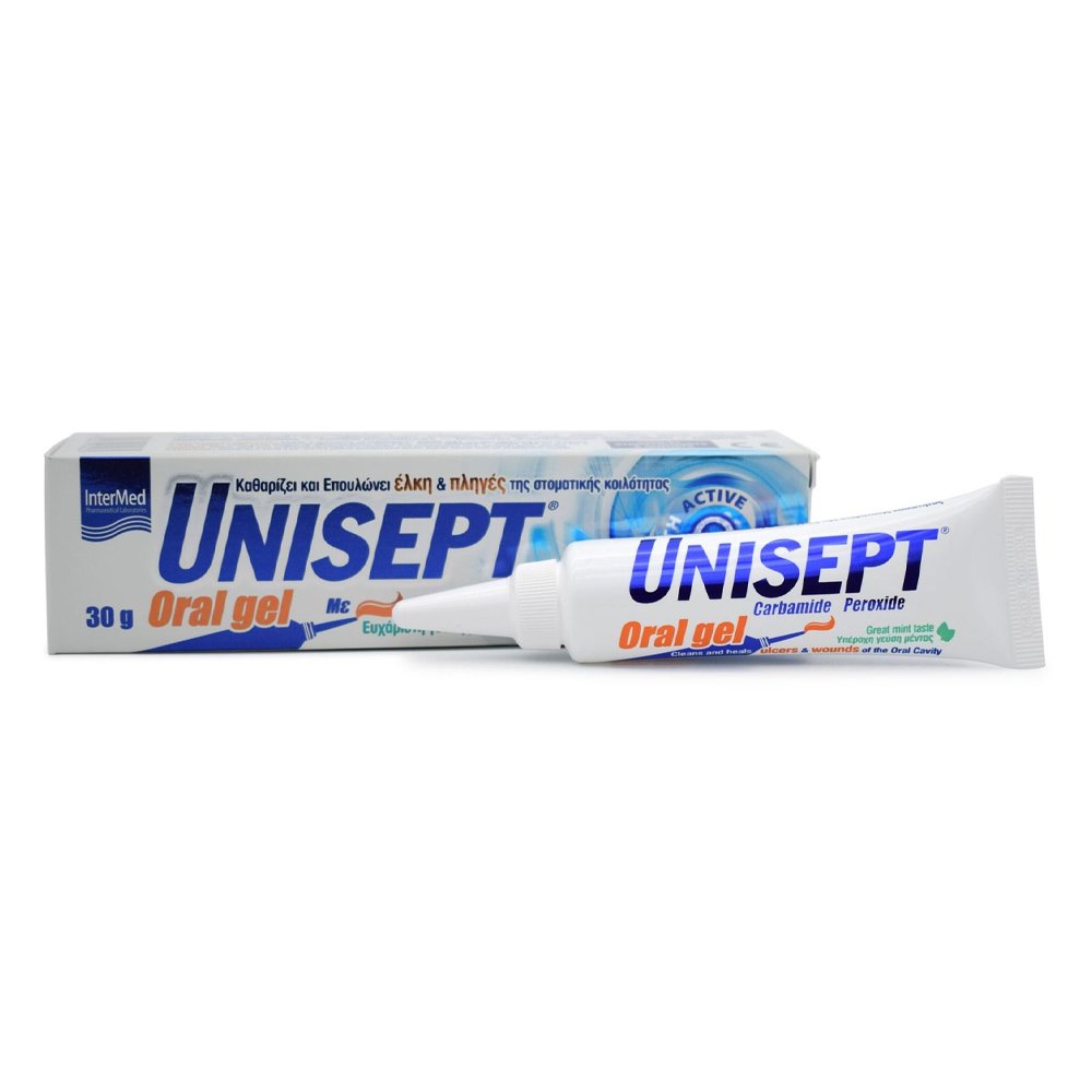 Intermed Unisept Oral Gel Γέλη για Έλκη και Πληγές της Στοματικής Κοιλότητας, 30gr