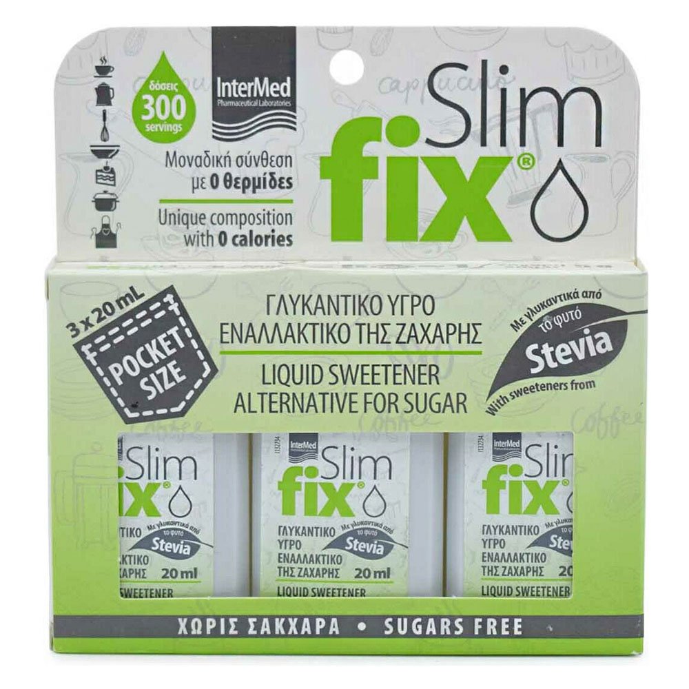 Intermed Slimfix Γλυκαντικό Υγρό Εναλλακτικό της Ζάχαρης, 3 x 20ml
