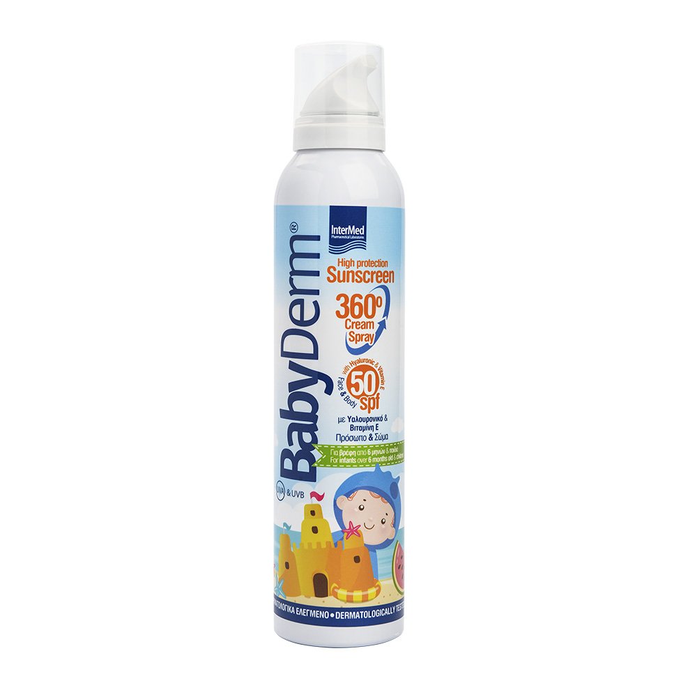  Intermed BabyDerm Invisible Sunscreen Spray SPF50+ for Kids Διάφανο Αντηλιακό Σπρέι Πολύ Υψηλής Προστασίας για Παιδιά, 200ml