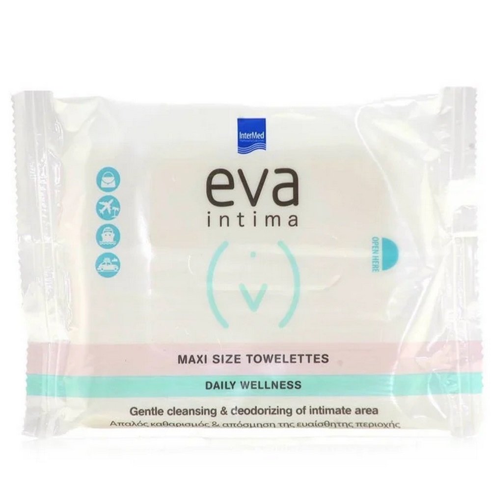 Intermed Eva Intima Pocket Size Towelettes Daily Wellness Πανάκια Καθαρισμού της Ευαίσθητης Περιοχής, 10τμχ