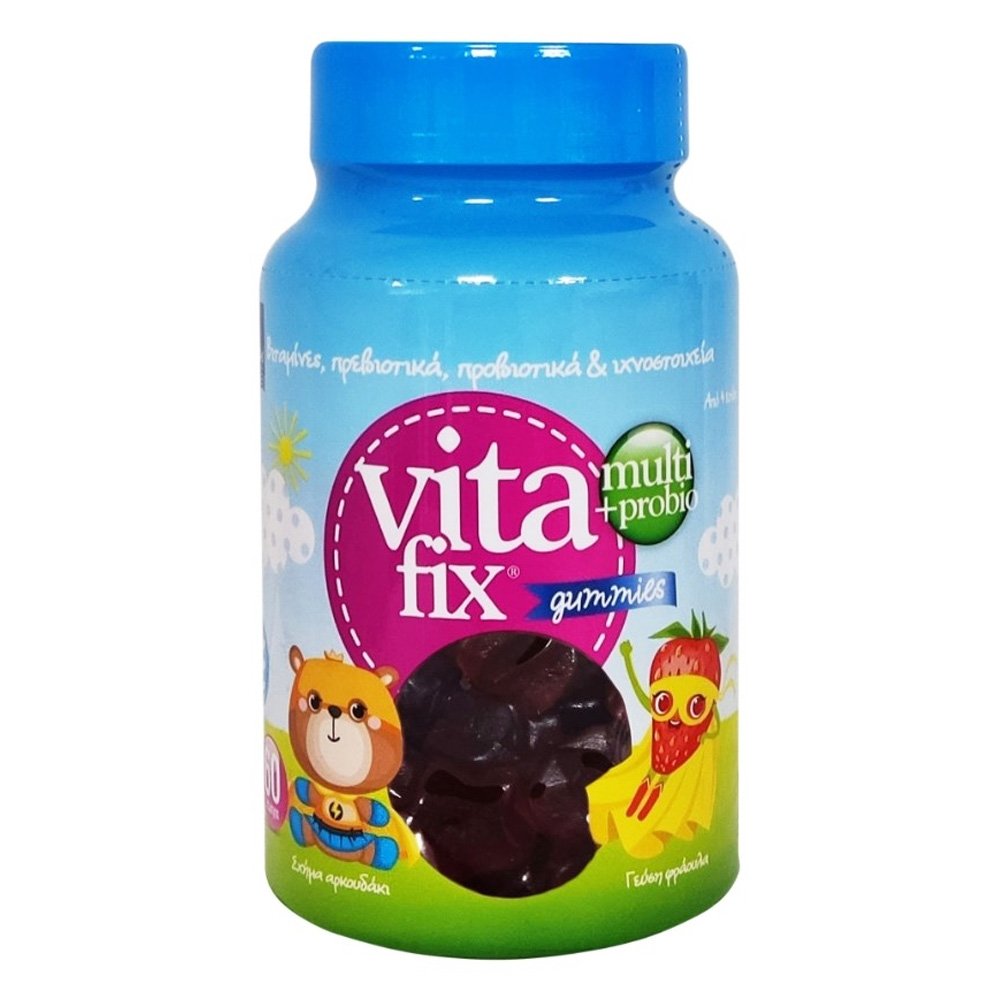 Intermed Multi & Probio VitaFix Gummies Παιδικές Πολυβιταμίνες Ζελεδάκια Με Σχήμα Αρκουδάκι & Γεύση Φράουλα, 60τμχ