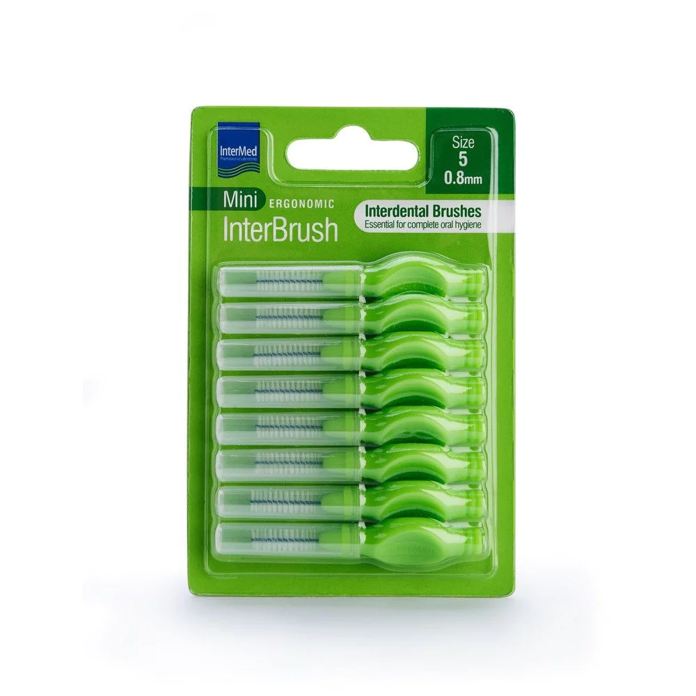 Intermed Mini Ergonomic InterBrush Μεσοδόντια Βουρτσάκια Πράσινα 0.8mm Μέγεθος 5, 8τμχ Intermed Mini Ergonomic InterBrush Μεσοδόντια Βουρτσάκια Πράσινα 0.8mm Μέγεθος 5, 8τμχ