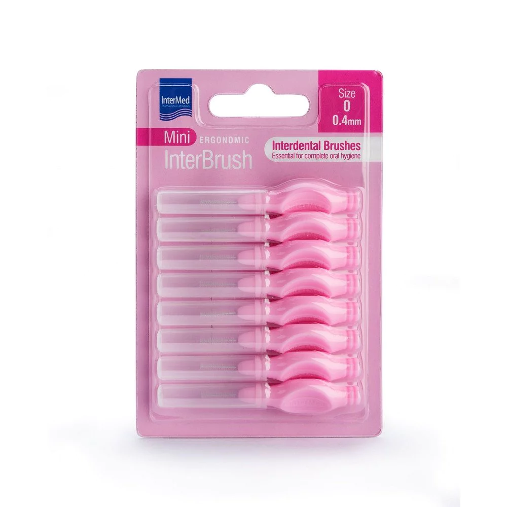  Intermed Mini Ergonomic InterBrush Μεσοδόντια Βουρτσάκια Ροζ 0.4mm Μέγεθος 0, 8τμχ