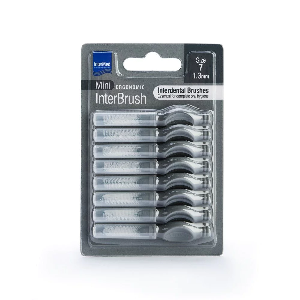Intermed Mini Ergonomic InterBrush Μεσοδόντια Βουρτσάκια Γκρι 1.3mm Μέγεθος 7, 8τμχ Intermed Mini Ergonomic InterBrush Μεσοδόντια Βουρτσάκια Γκρι 1.3mm Μέγεθος 7, 8τμχ
