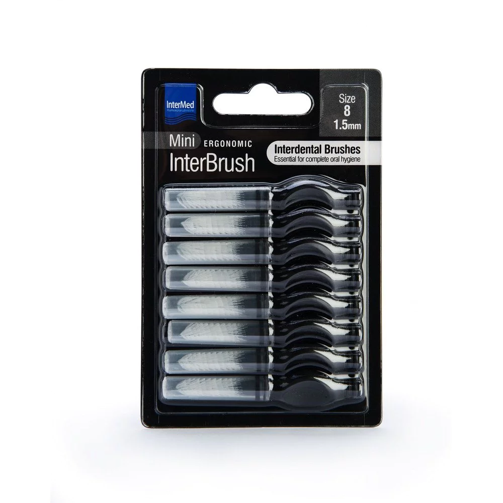  Intermed Mini Ergonomic InterBrush Μεσοδόντια Βουρτσάκια Μάυρα 1.5mm Μέγεθος 8, 8τμχ