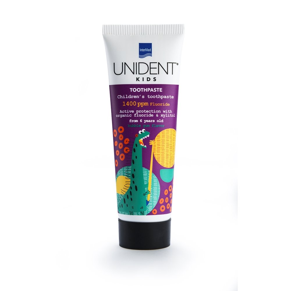 Intermed Unident Kids Toothpaste 1400ppm Fluoride με Γεύση Τσιχλόφουσκα 6+ Ετών, 50ml