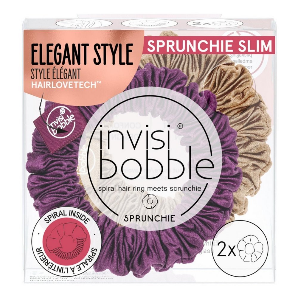 Invisibobble Sprunchie Slim Elegant Style Καφέ & Μπορντώ, 2τμχ