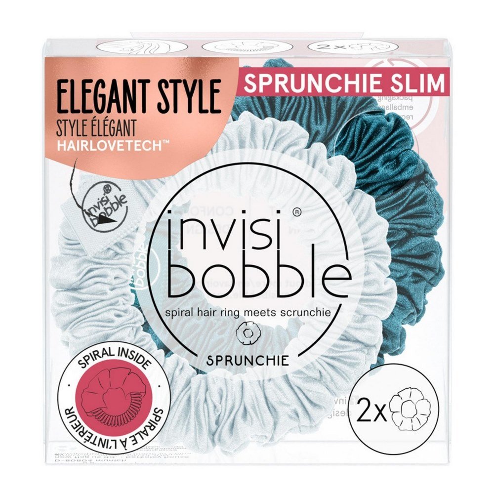 Invisibobble Sprunchie Slim Elegant Style Σιέλ & Πετρόλ, 2τμχ	