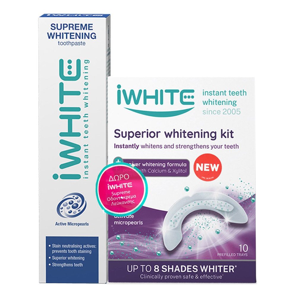 Iwhite Πακέτο Προσφοράς Superior Whitening Kit Instant, 10τμχ & Δώρο Supreme Whitening Toothpaste, 75ml