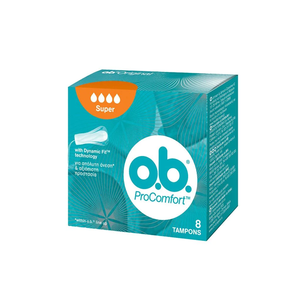 OB ProComfort Curved Grooves Super Tampons Ταμπόν Μεγάλης Ροής, 8τεμ. OB ProComfort Curved Grooves Super Tampons Ταμπόν Μεγάλης Ροής, 8τεμ.