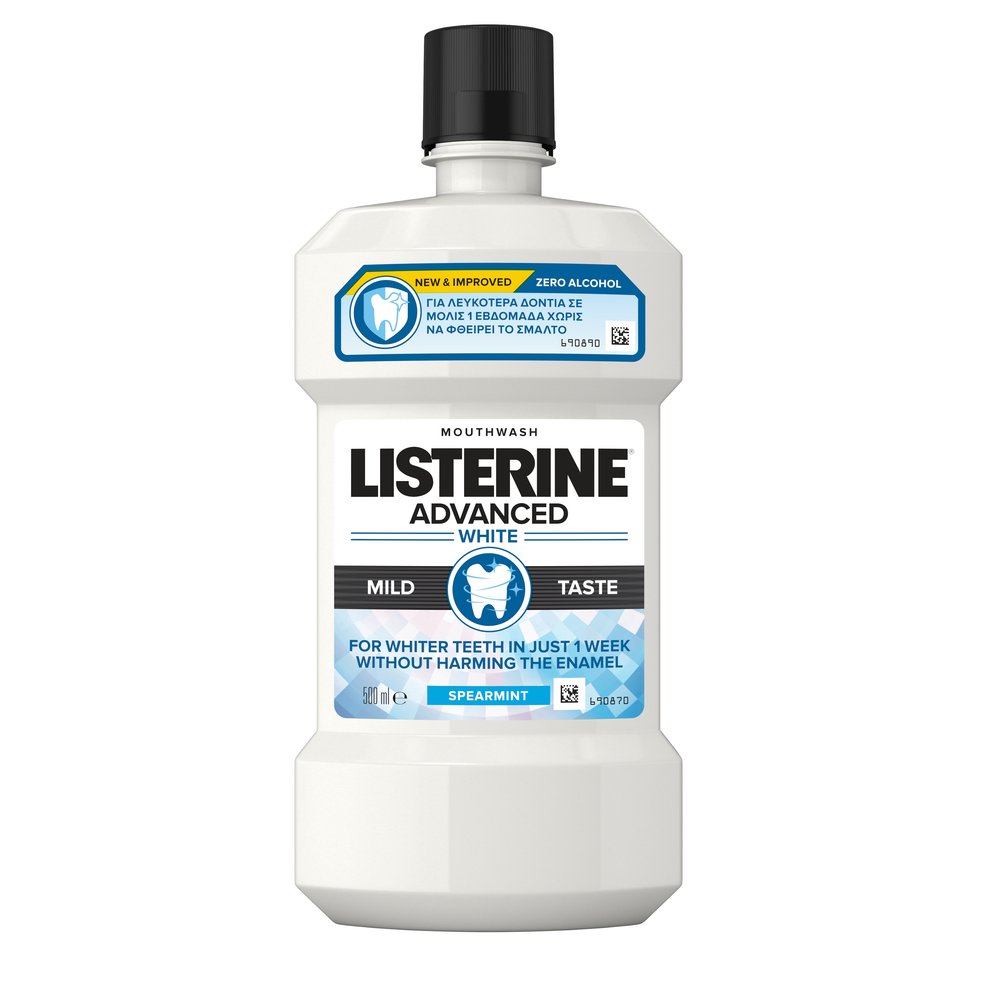 Listerine Advanced White Mild Taste Στοματικό Διάλυμα για Λεύκανση με Ήπια Γεύση, 500ml