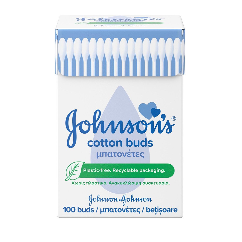 Johnson's Cotton Buds Μπατονέτες σε Ανακυκλώσιμη Συσκευασία, 100τμχ