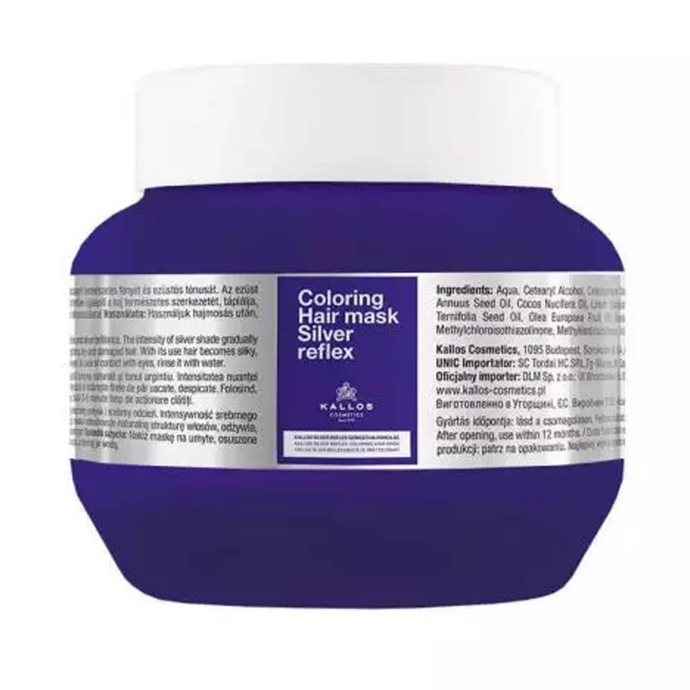 Kallos Coloring Hair Mask Silver Reflex-Μάσκα μαλλιών κατά της κιτρινίλας, 275ml Kallos Coloring Hair Mask Silver Reflex-Μάσκα μαλλιών κατά της κιτρινίλας, 275ml