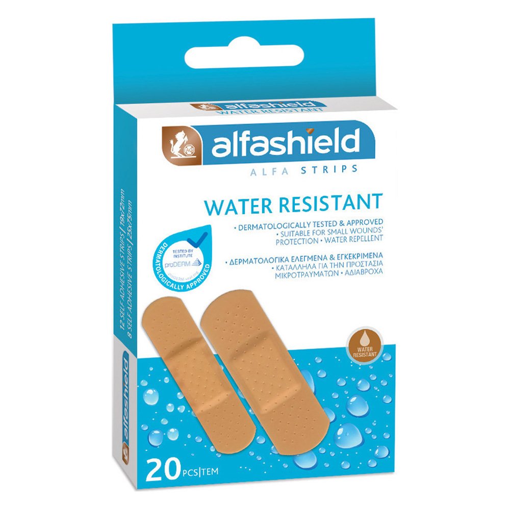 Alfashield Water Resistant Alfa Strips Αδιάβροχα Επιθέματα (19x27mm & 25x75mm), 20τεμ