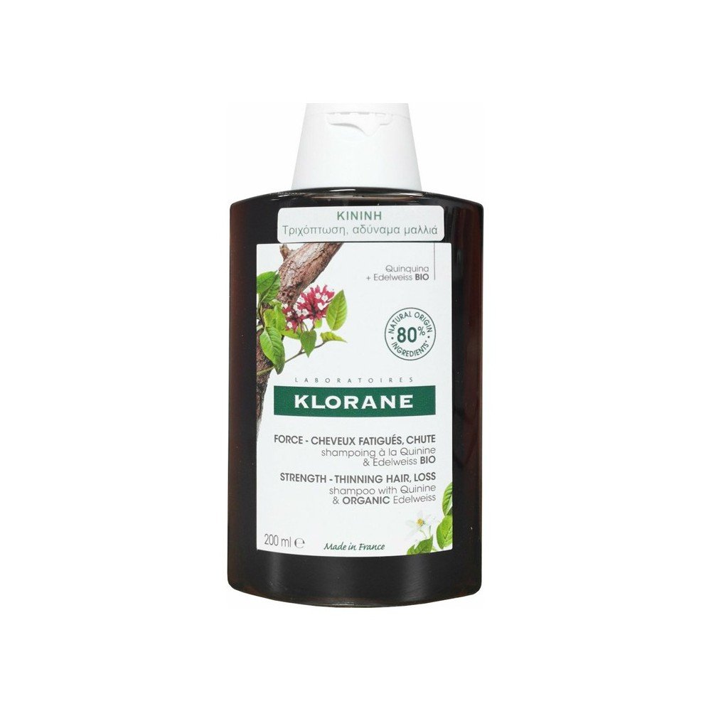Klorane Force Shampoo Anti-Hair Loss with Quinine & Organic Edelweiss Δυναμωτικό Σαμπουάν κατά της Τριχόπτωσης 200ml