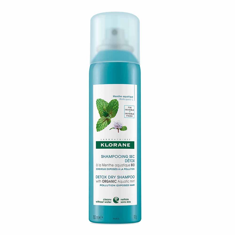 Klorane Dry Shampoo Αποτοξίνωσης με ΒΙΟΛΟΓΙΚΗ Υδάτινη Μέντα Για Kάθε Tύπο Mαλλιών, 150ml